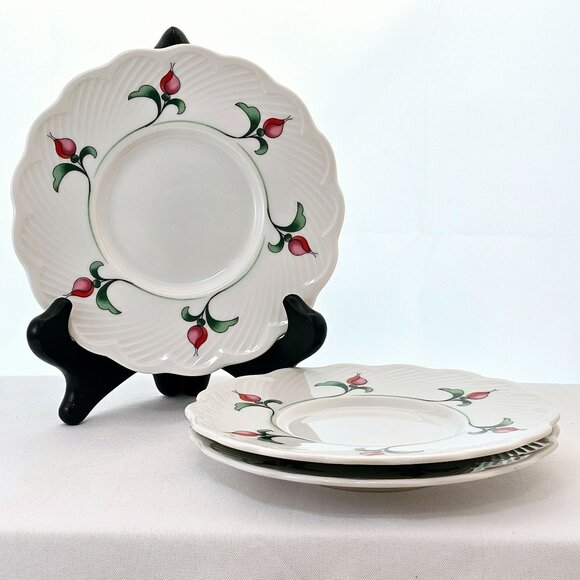 Dansk Rosebud Saucer 6" dessert scallop textured rim floral romantic elegance (3 - Picture 1 of 8